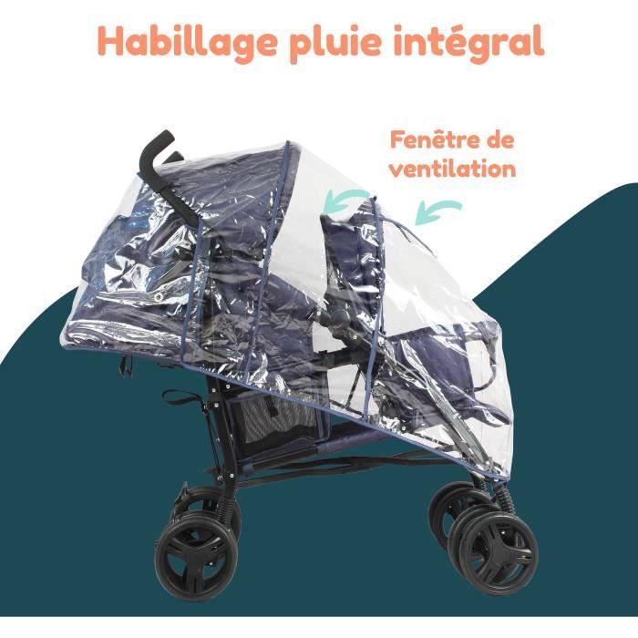 Passeggino doppio BAMBISOL - 6-36 mesi per il sedile anteriore (max 15 kg) e 0-36 mesi (max 15 kg) per il sedile posteriore