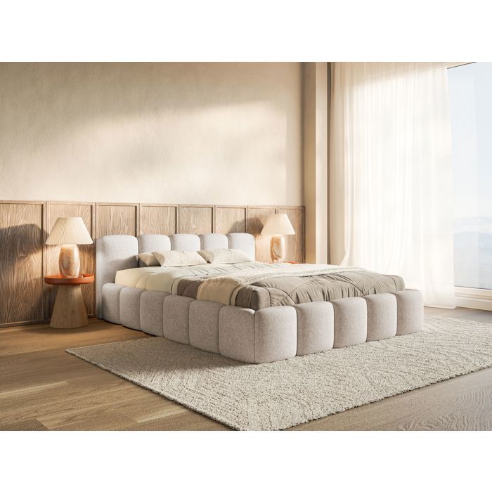 Cama tapizada – Cloudy Low – 180x200 cm – beige claro – chenilla hidrófoba