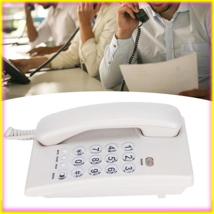 keenso téléphone de bureau KXT504 téléphone filaire de bureau téléphone fixe multifonctionnel à grand bouton pour gps piece Blanc
