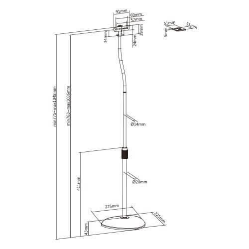 Soporte para altavoz - AUDIZIO - HTS12 - Altura regulable - Juego de 2 - Negro