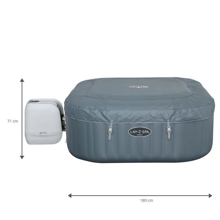 Spa hinchable - BESTWAY - Lay-Z-Spa Hawaii - 180 x 180 x 71 cm - 6 plazas - 140 chorros de aire y 8 chorros de agua