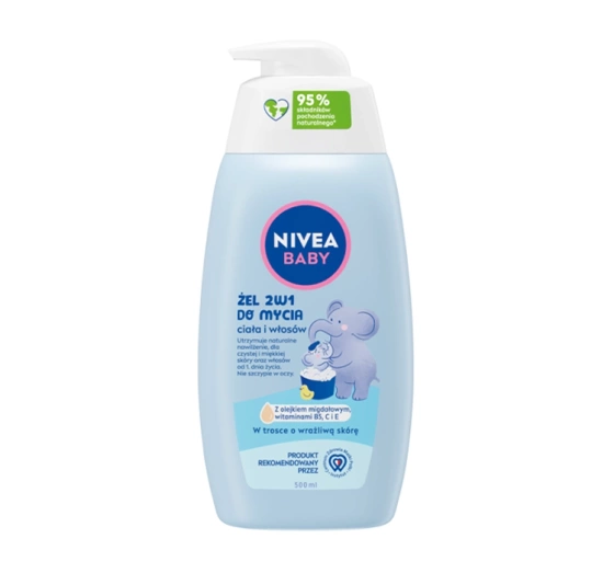 NIVEA BABY żel 2w1 do mycia ciała i włosów dla dzieci z pompką 500 ml