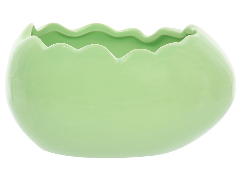 Pojemnik ceramiczny na rzeżuchę Jajko 7,6 cm zielony