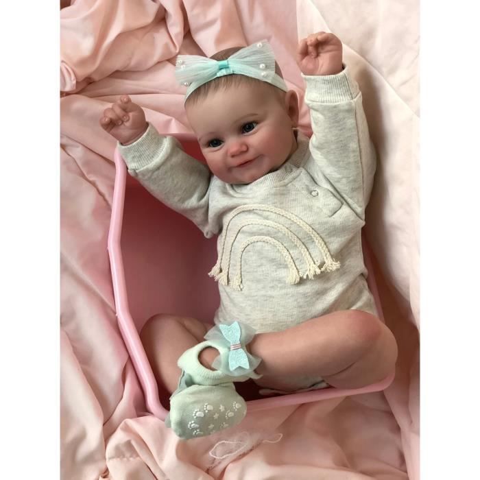 Poupée Reborn Peinte En Silicone Pour Bébé Fille, 50cm, Corps Complet, Détails À La Main, Peinture Avec Veines 50CM BLUE EYES