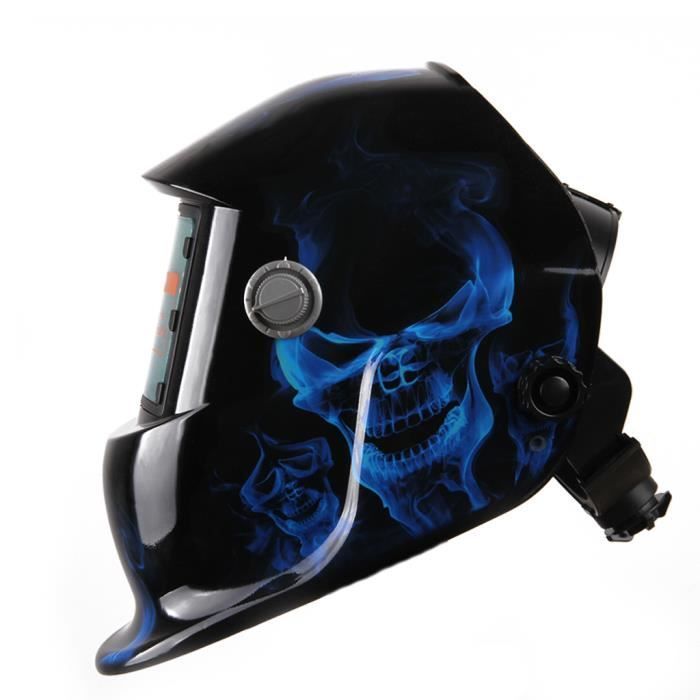 Variable Darkening Blue Skull Welding Mask with Auto-Darkening LCD Filter for ARC TIG MIG Welders