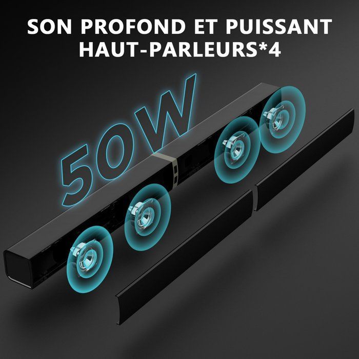 Barre de son MEIDONG - 50W - Bluetooth - Son surround dynamique à 360° - HDMI/Fibre/RCA
