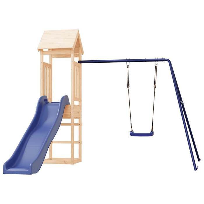 vidaXL Área de Recreação Externa em Madeira Maciça de Pinheiro, Conjunto de Brinquedos, Conjunto de Parque Infantil de Madeira, Conjunto para Playground 3155819