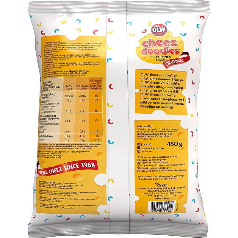 OLW Cheez garabatos maxi bolsa 450 g OLW