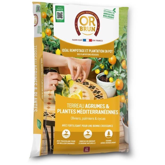 Sustrato para cítricos y plantas mediterráneas - OR BRUN - OBRTAGR6U - 6L - Olivos, palmeras y cícas