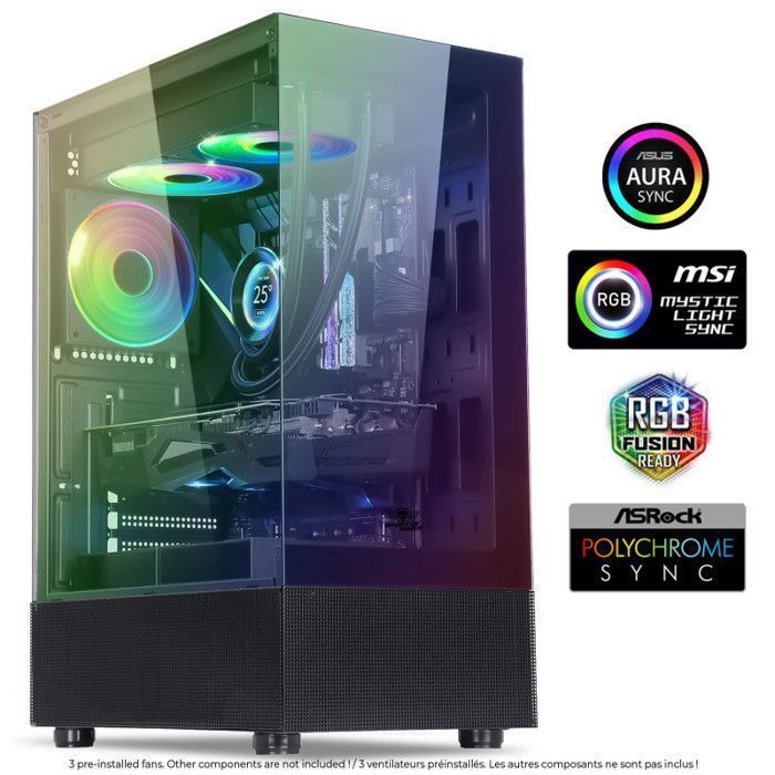 PC Gamer case - SPIRIT OF GAMER - SPECTRA DARK - RGB - 3 120 mm fans - ATX/mATX compatible