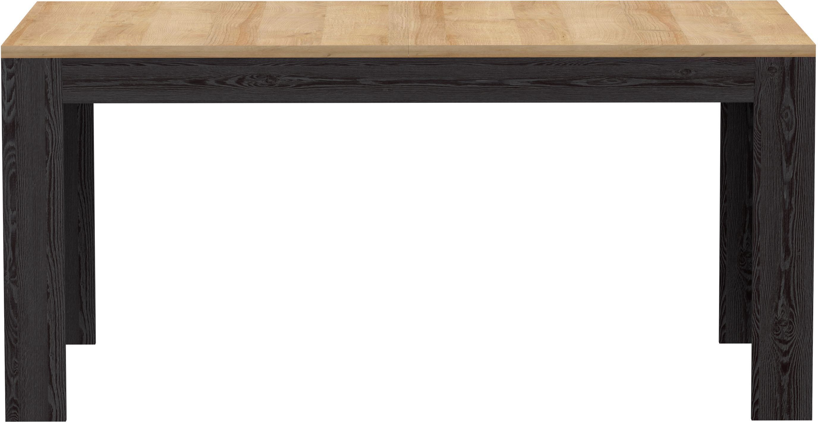 Table à manger extensible BOHOL – Noir & Bois – 8 personnes – Extension L 160 à 206,6 × P 90,2 × H 78,2 cm