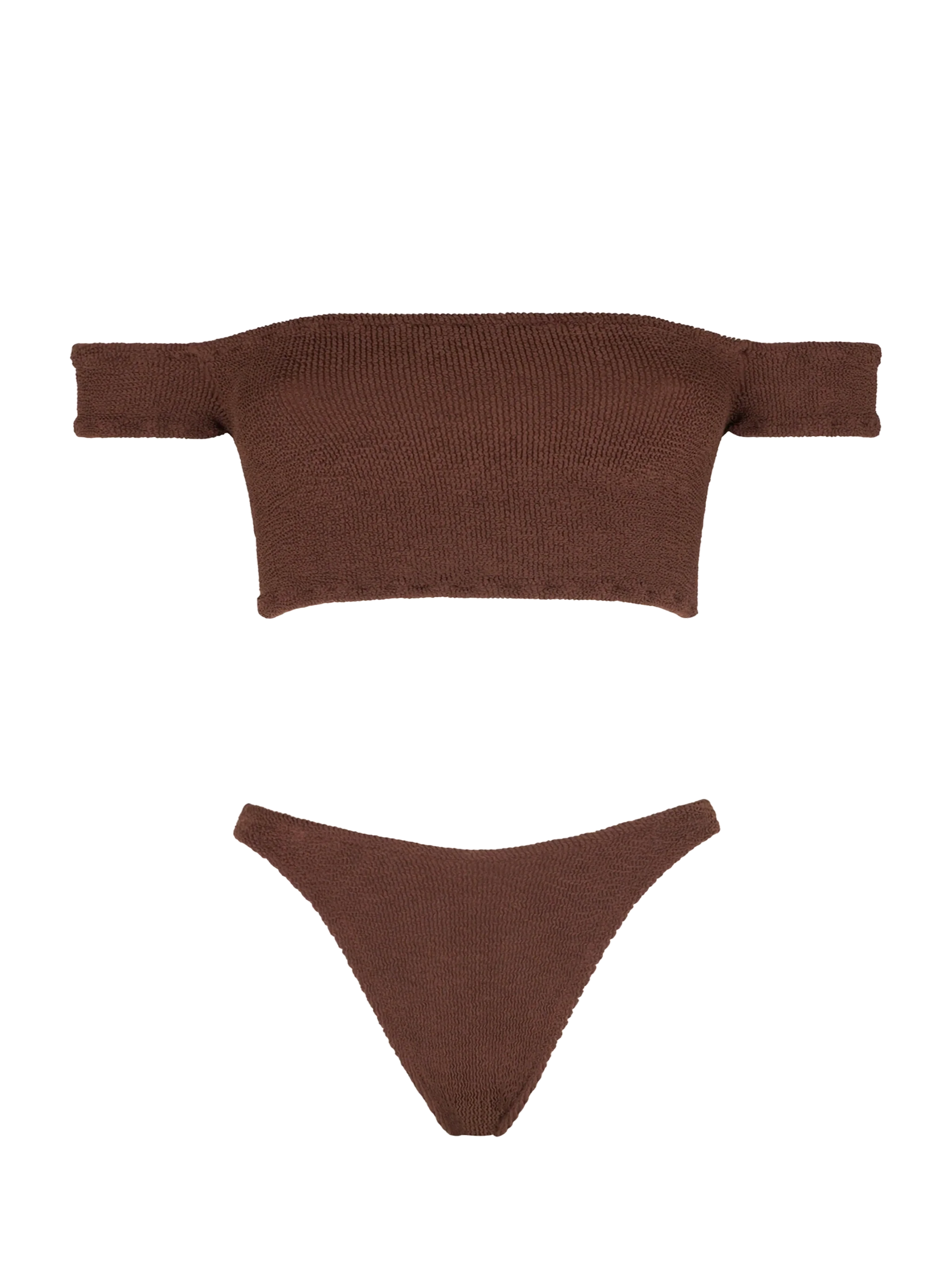 Damesbikini van kreukelstof met brede bandjes