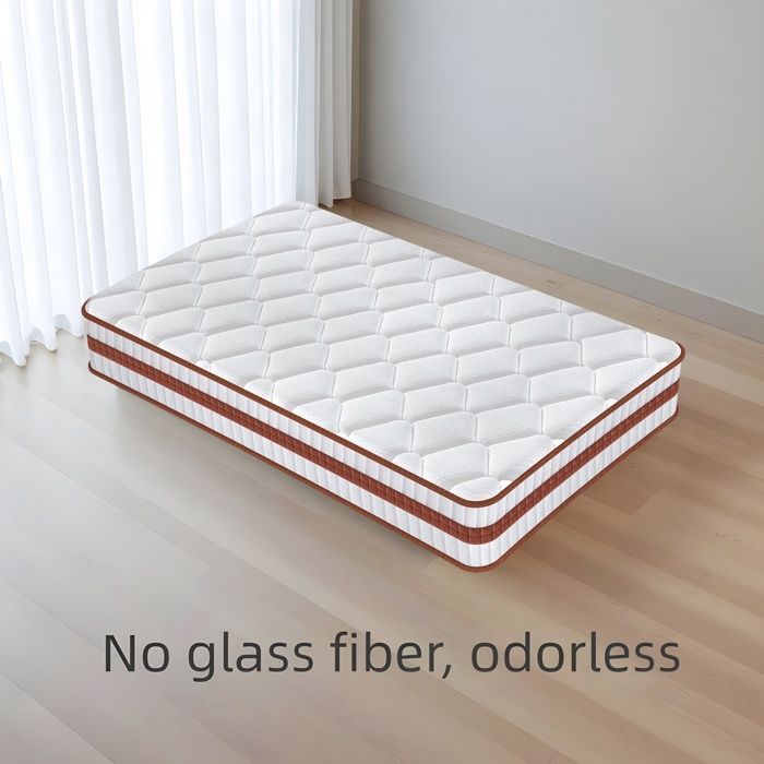 Colchón de 90x190 cm, 25 cm de grosor, firmeza media-alta (H3), híbrido (muelles ensacados + espuma viscoelástica), duradero y transpirable.