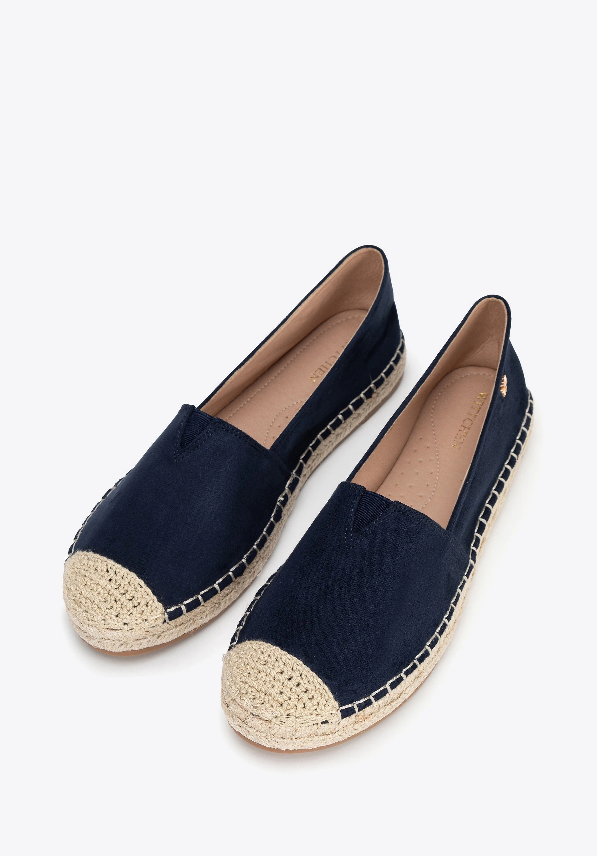 Damskie espadryle z plecionym noskiem granatowe