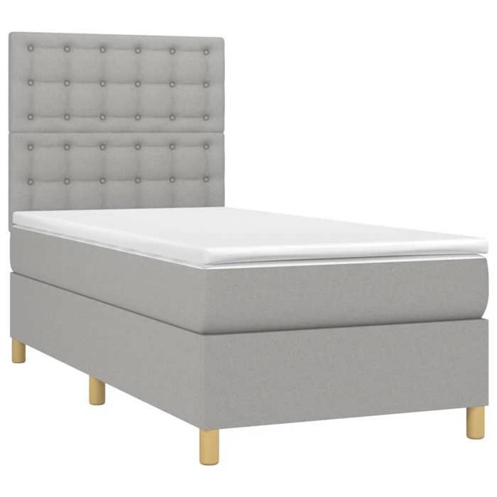 Rete a doghe - vidaXL - Grigio chiaro - 90x190 cm - Tessuto resistente - Materasso a molle insacchettate