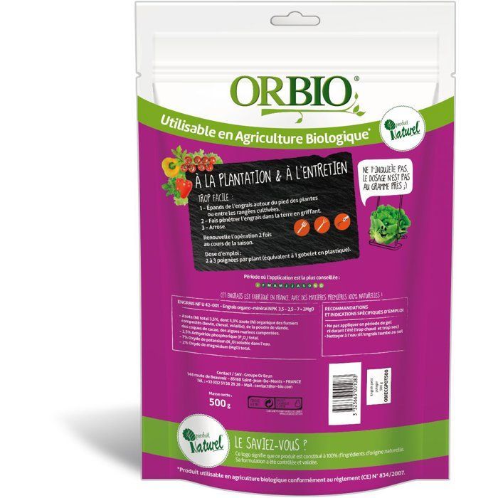 Korrelmeststof voor de moestuin - OR BIO - Kleine moestuin 500 g - Voedzame korrels - Biologische formule