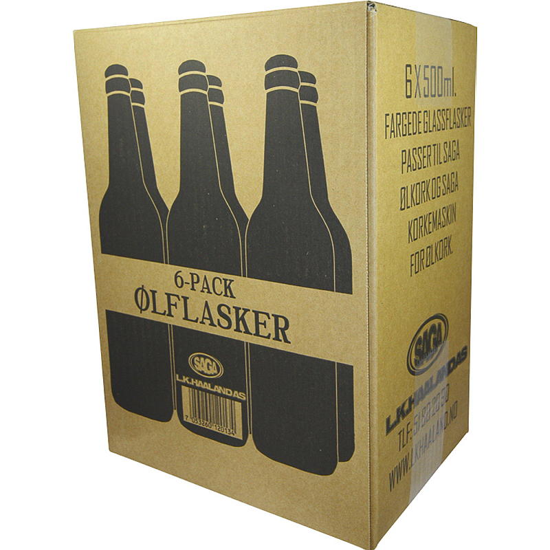 Tomme flasker 6-pakning à 0,5 liter, til øl