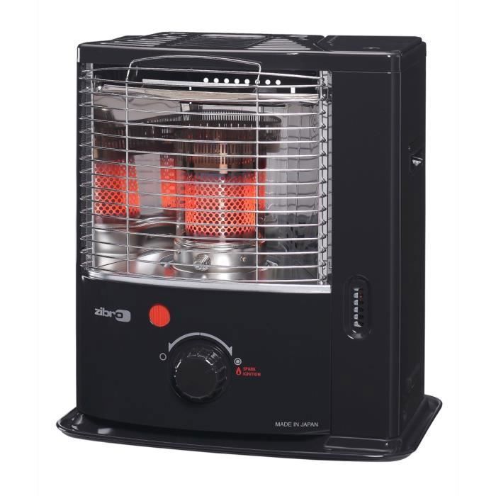 ZIBRO - RS4022 - Poêle à pétrole à mèche - Sans installation ni évacuation - Réservoir amovible(4L) - 38m2 - Noir et Inox
