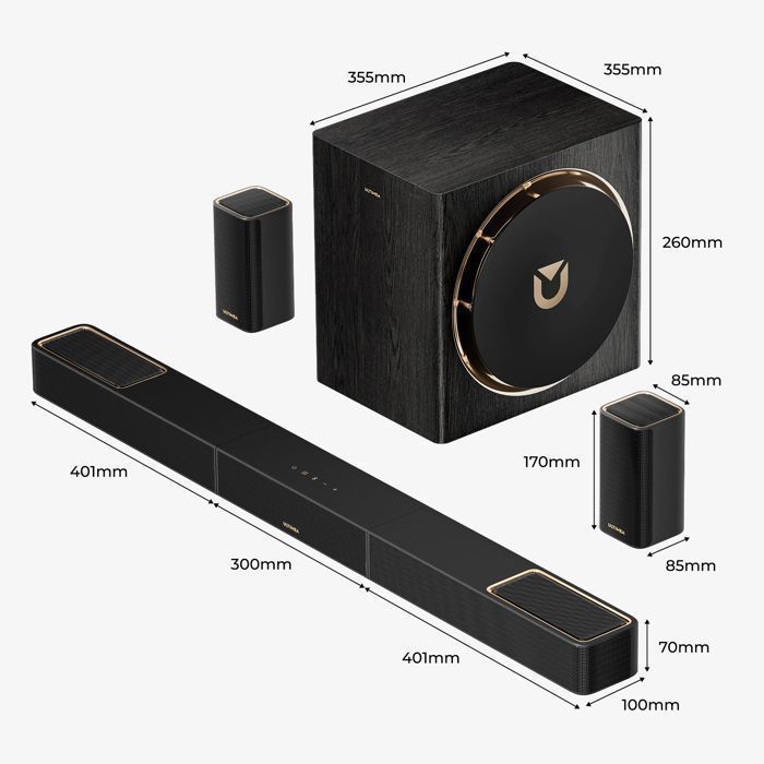 Ultimea Barre de son Skywave X50 5.1.4ch avce Dolby Atmos - Système de Son Surround pour Home Cinéma TV - 760 W