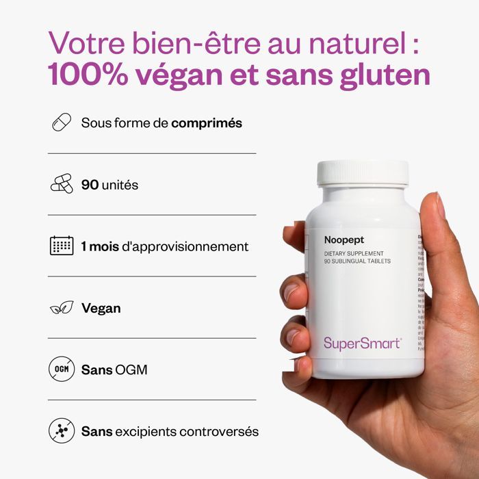 Suplemento alimentar - SuperSmart - Noopept - Para concentração e clareza mental – Nutrição cerebral