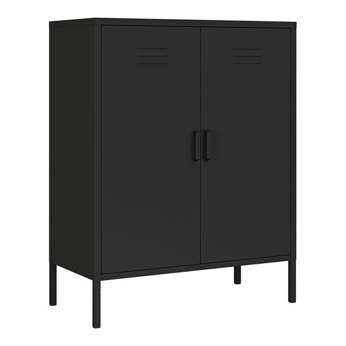 Mobiletto in metallo Pyhäranta, acciaio, 102 x 80 x 40 cm, nero opaco