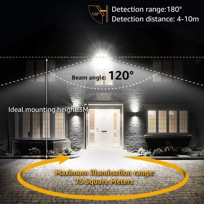 Foco LED exterior de 50 W con sensor de movimiento - Luz blanca fría - Resistencia al agua IP66