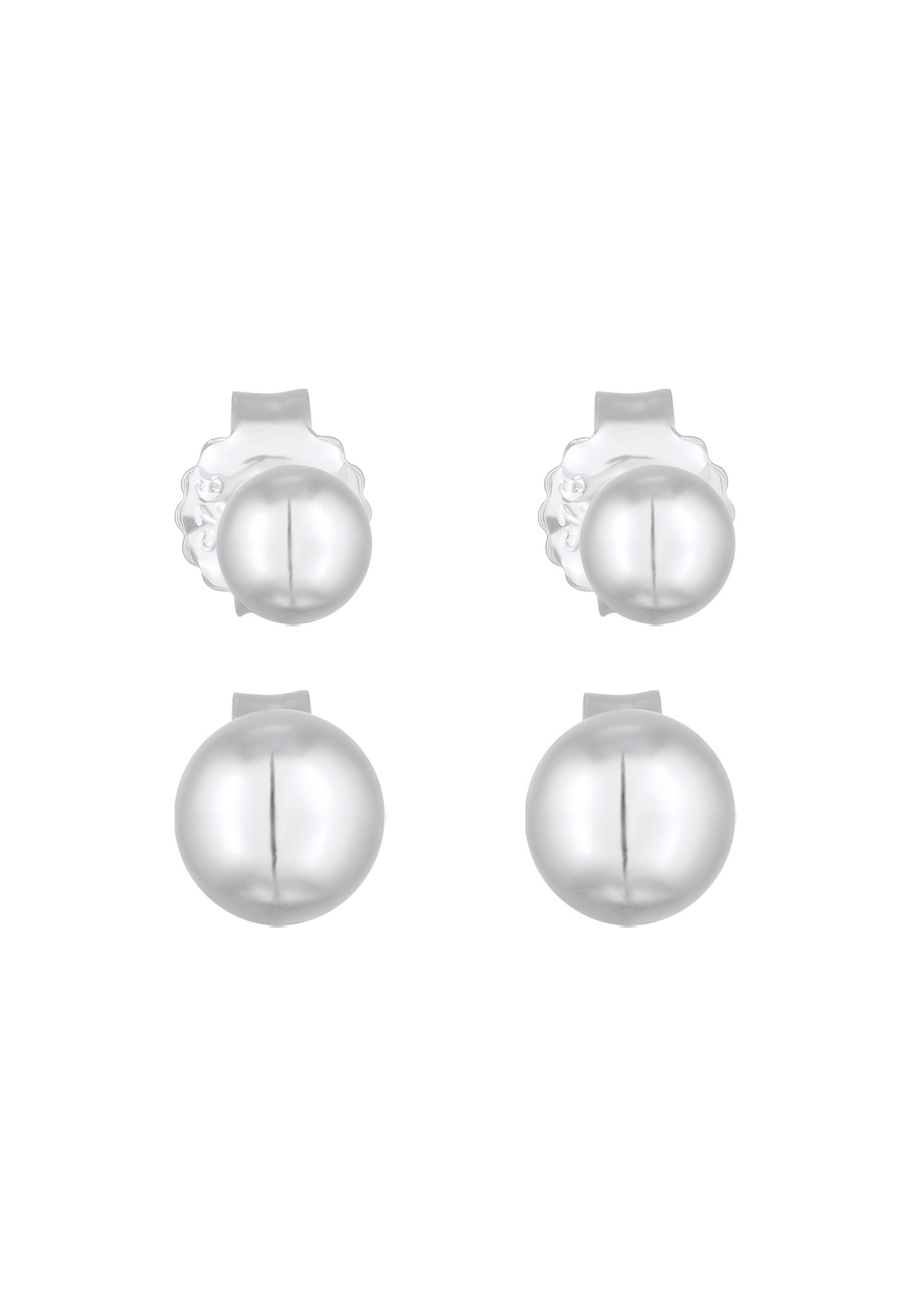 Elli Femmes Clous d'oreilles Boule Basique set de 2 en Argent Sterling 925