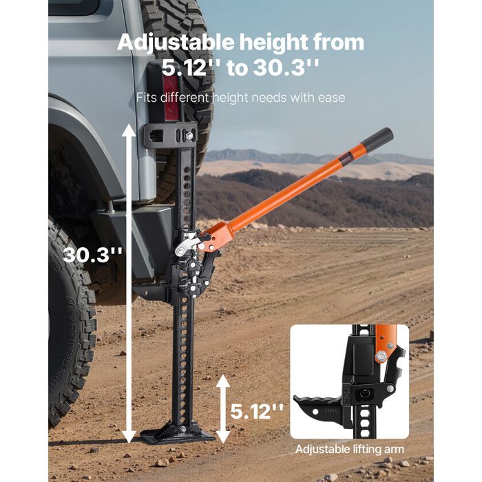Cric fuoristrada Duoku 4x4 - Capacità di carico 3,18 tonnellate - Cric a cricchetto da 91,5 cm - Estensione di sollevamento da 13 a 77 cm