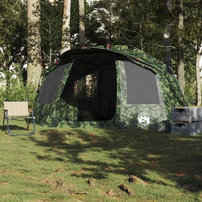 Tienda de campaña de camuflaje impermeable para 5 personas vidaXL, ideal para pesca, acampada, jardín o como refugio al aire libre (4009391)