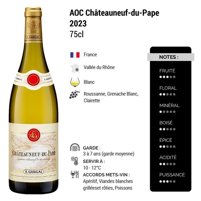 Maison Guigal Châteauneuf-du-Pape 2023 - Vino bianco della valle del Rodano (3x75cl)