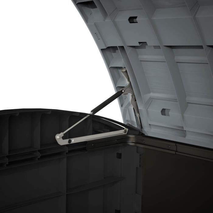 Caixa de armazenamento externa KETER de 2000 litros em resina, preta e cinza - Abrigo de jardim