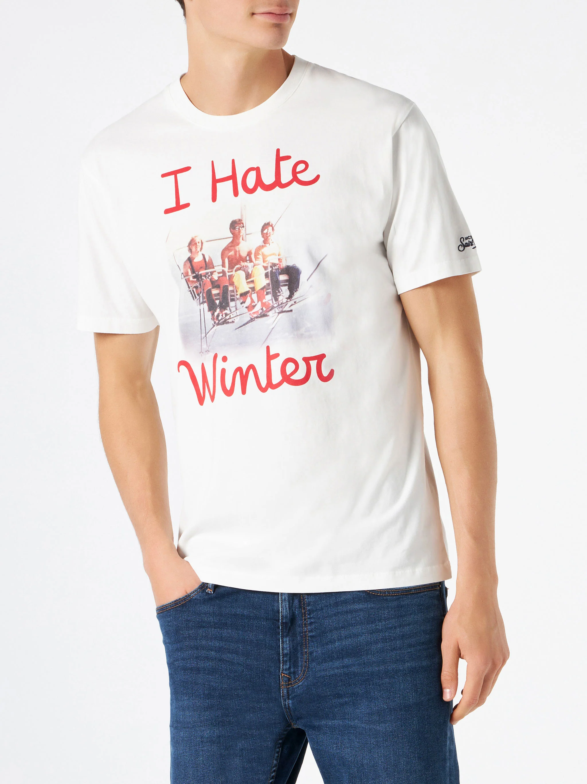 Camiseta blanca de hombre con estampado 