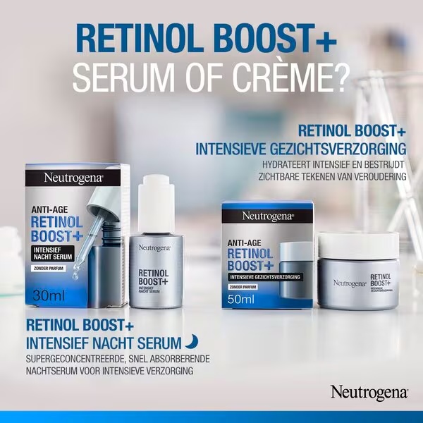 „Neutrogena Anti-age Retinol Boost+“ intensyvi veido priežiūra<br>50ml – visiems odos tipams