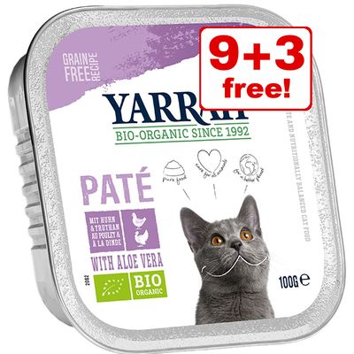 12 x 100 g Yarrah Organic Mokra Karma dla Kotów w Tackach - 9 + 3 Gratis!*