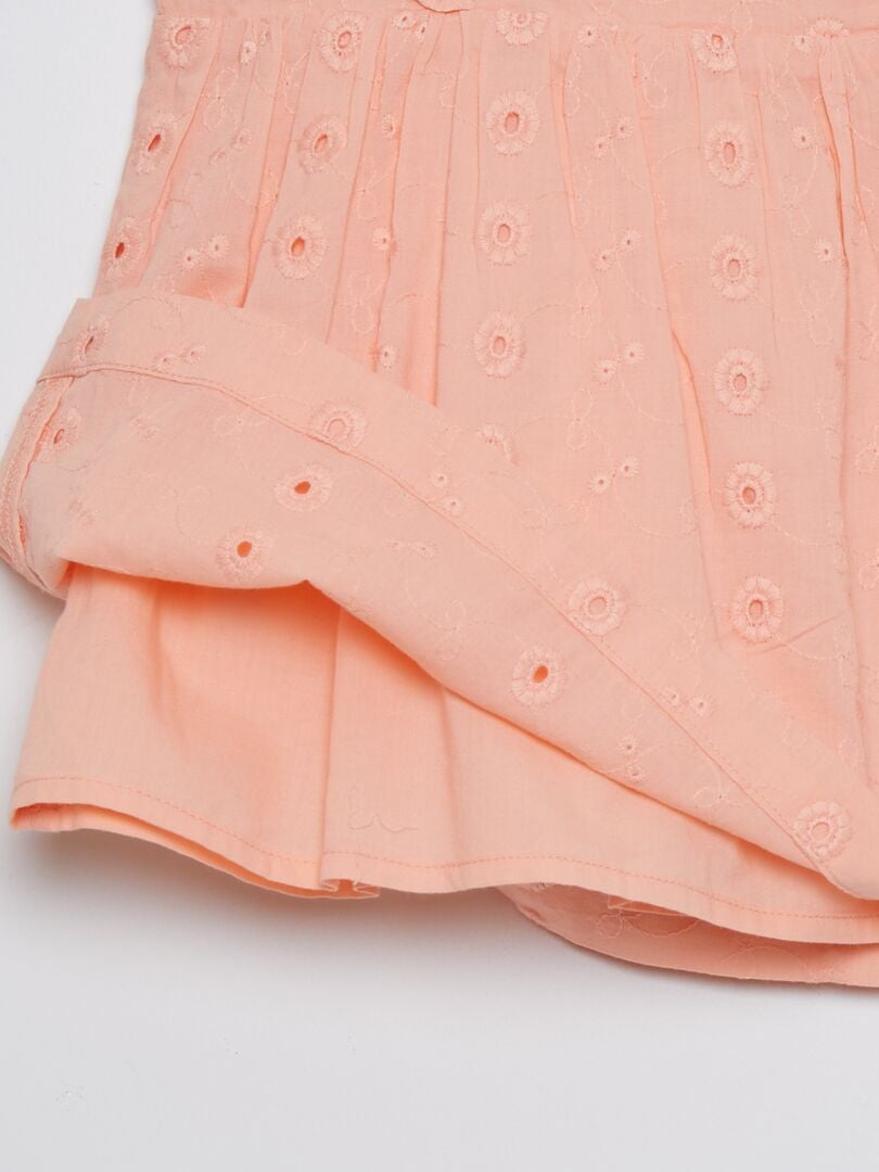 Vestido com babados e bordado inglês - ROSA