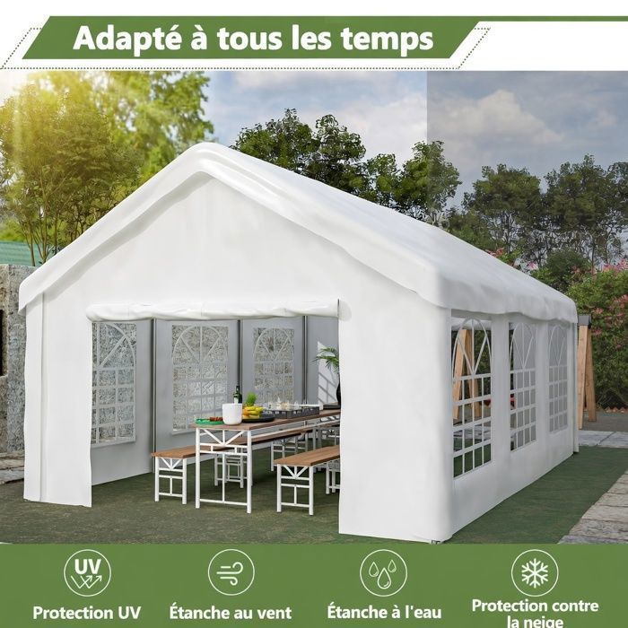 Garage Tente Auto 4x6 m Pop-up Double Portes Rouleau Toit/Parois Amovibles Renforcée Imperméable - 4x6 m