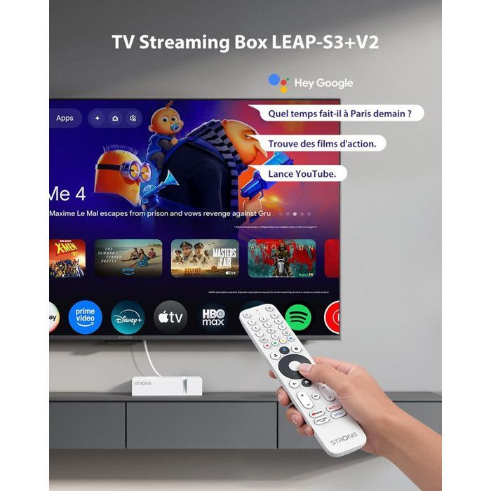 STRONG - LEAP-S3+V2 - Streaming Box Google TV 4K - Chromecast - Wifi - Bluetooth -Assistant Vocal Google - Dolby Atmos/Vision - HDR