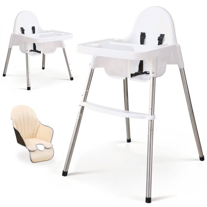 Chaise haute bébé 2-en-1, Coussin amovible, Repose-pieds et Tablette réglables, Chaise enfant 6 mois - 3 ans
