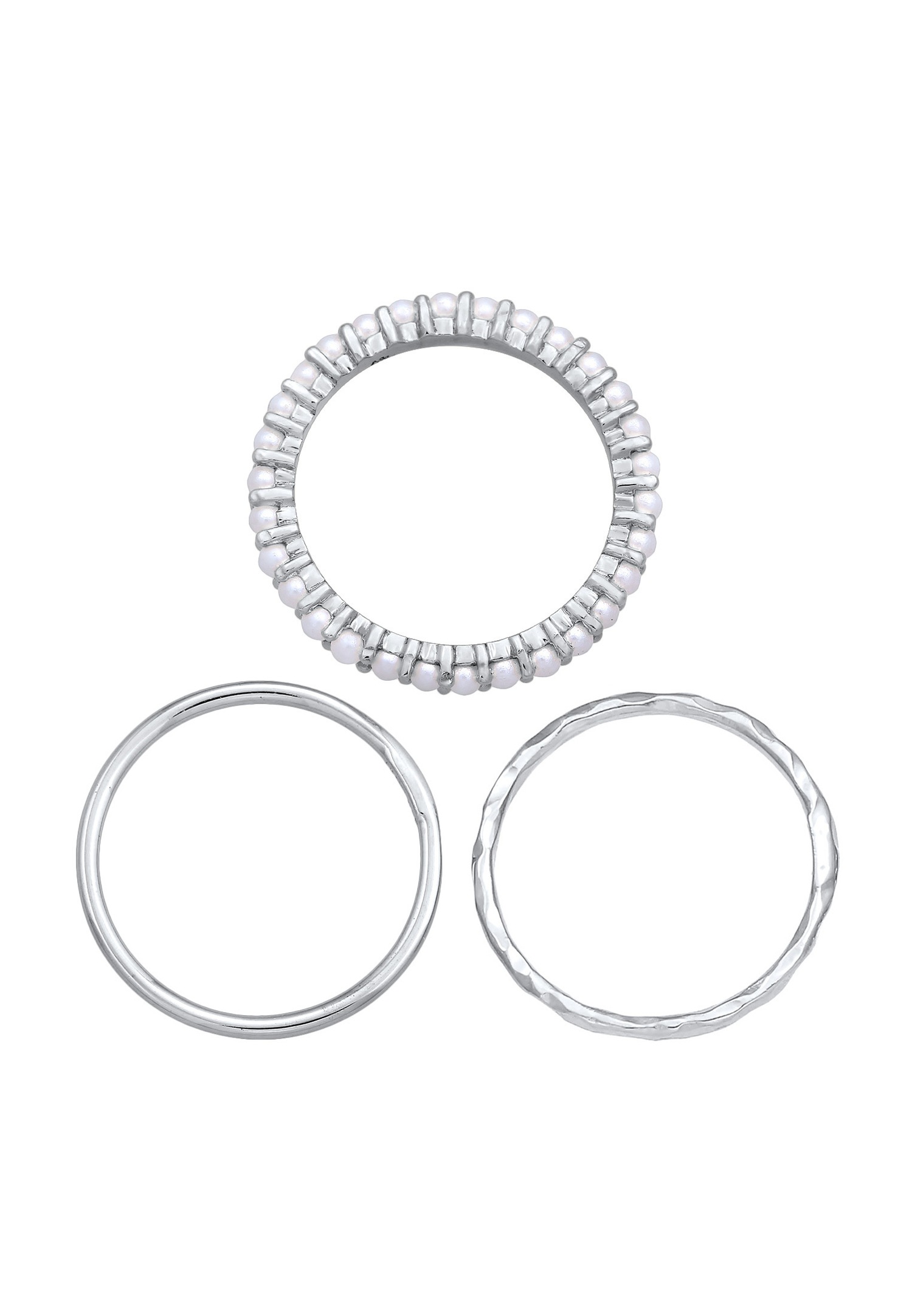 Elli Femmes pile set de 3 perles de verre en argent sterling 925 plaqué or