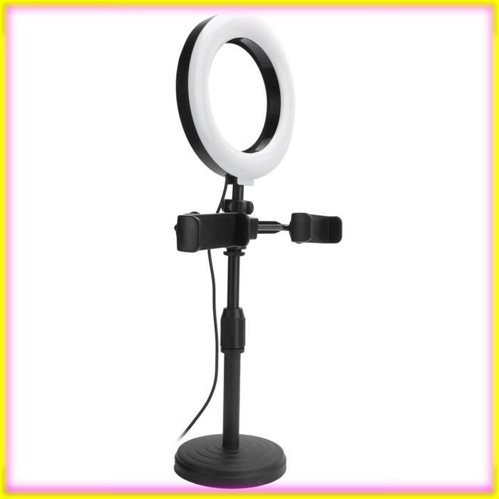 Soporte para teléfono con anillo de luz LED Keenso con clips ajustables para proyector de vídeo doble