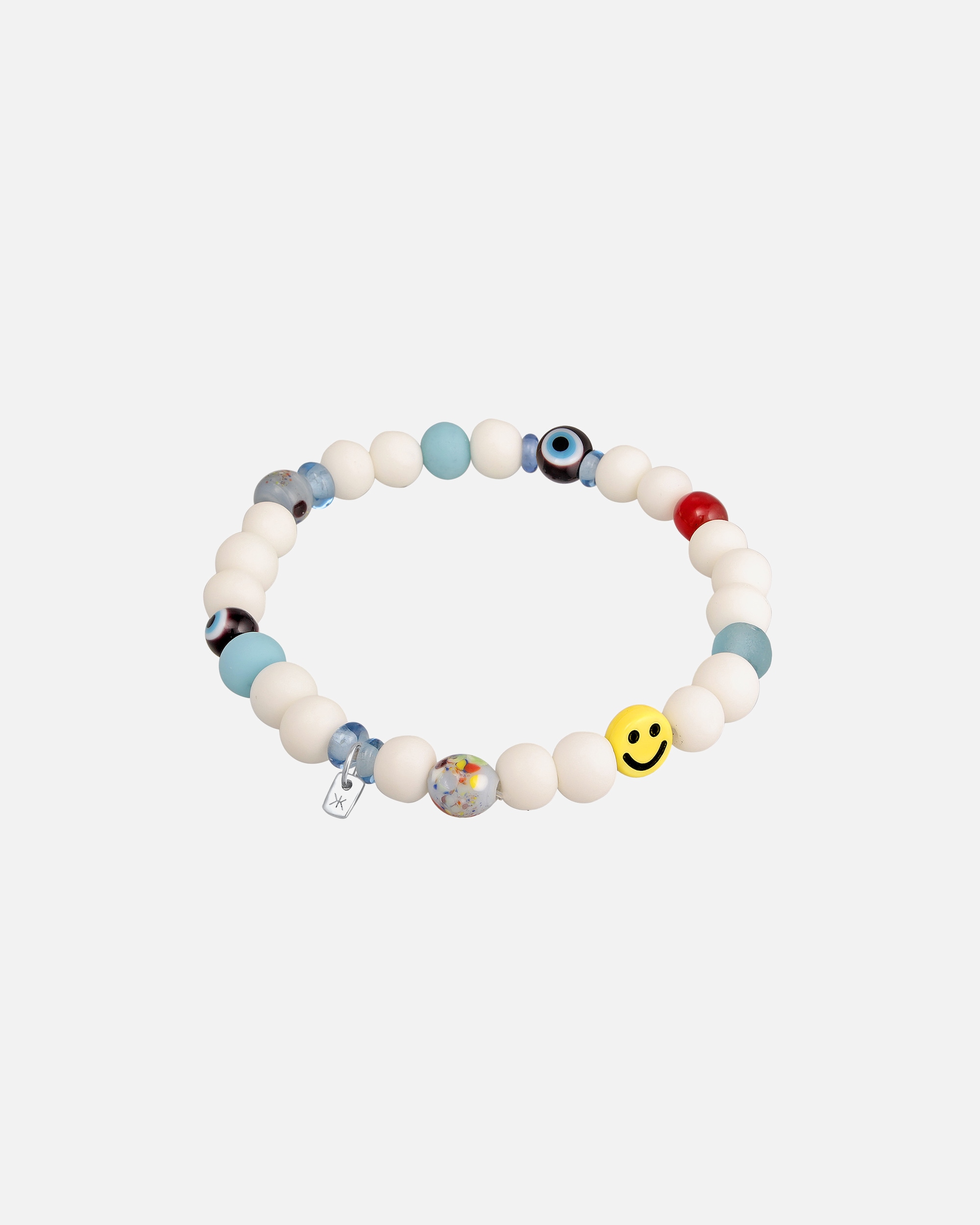 KUZZOI Hommes avec Smiling face Beads avec des perles de résine en argent sterling 925