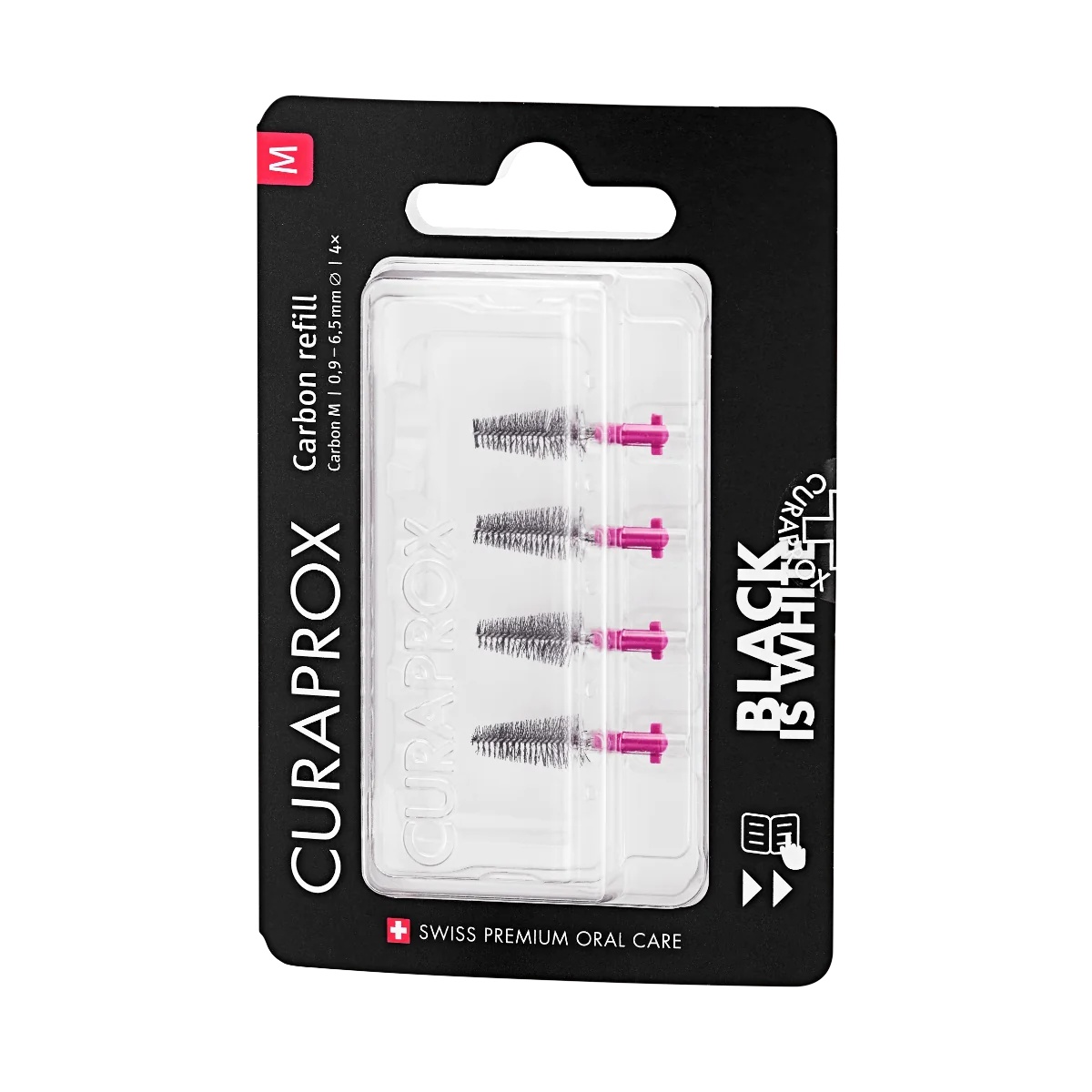 CURAPROX Curaprox Black Is White Carbon M ανταλλακτικό μεσοδόντιο βουρτσάκι 4 τεμαχίων