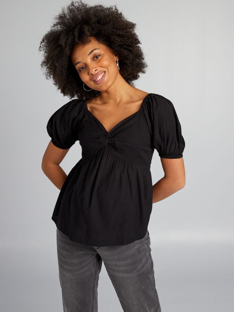 Blusa premamá de lino - negra