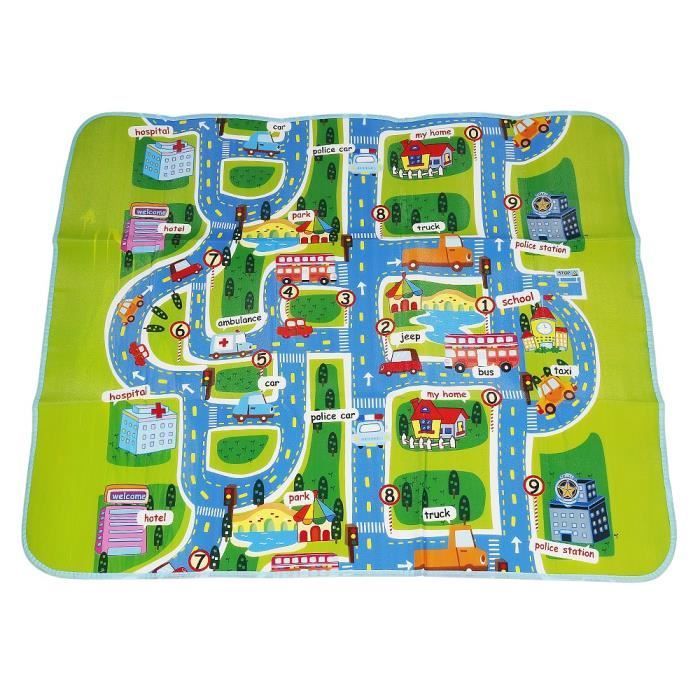 Alfombra de juegos infantil con pista de coches - XUANYU - 160 x 130 cm - Verde - Respetuosa con el medio ambiente