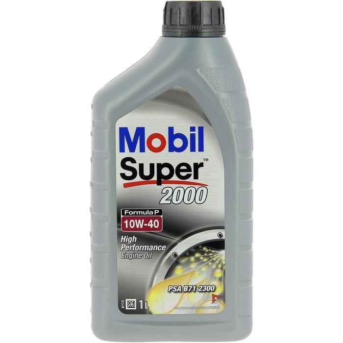 Aceite sintético para motor 10W-40 - MOBIL - Super 2000 X1 - Formula-P - Lata de 5L - Alto rendimiento anticontaminación