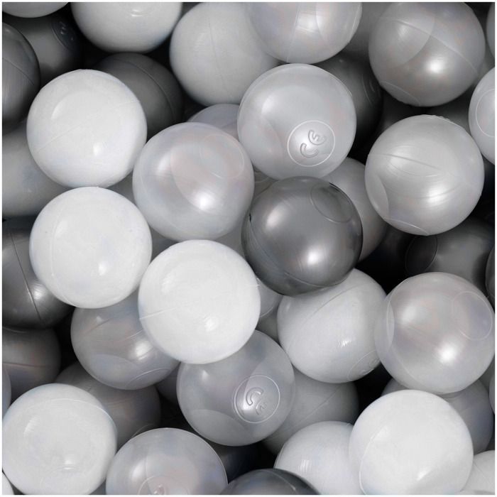 MISIOO Baby-Bällebad-Bälle für Kinder, bunter Kunststoff, 6 cm, 150 Bälle: Silber/Perlweiß/Transparent