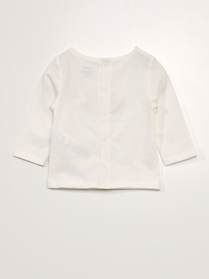 Camiseta de manga larga estampada en bouclé - BLANCA