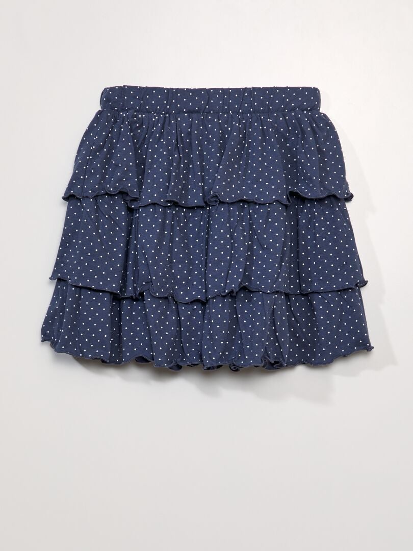 Uitlopende rok met ruches - blauw