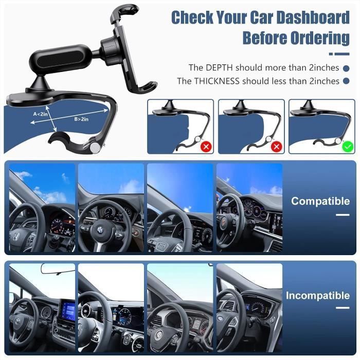 Soporte para teléfono de coche, rotación universal de 360 grados, para salpicadero y parabrisas, compatible con teléfonos.