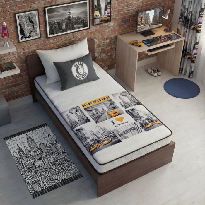 Colchón de espuma NEW YORK de 90x190 cm - 5 zonas de confort - Soporte firme - 15 cm de grosor - Fabricado en Bélgica